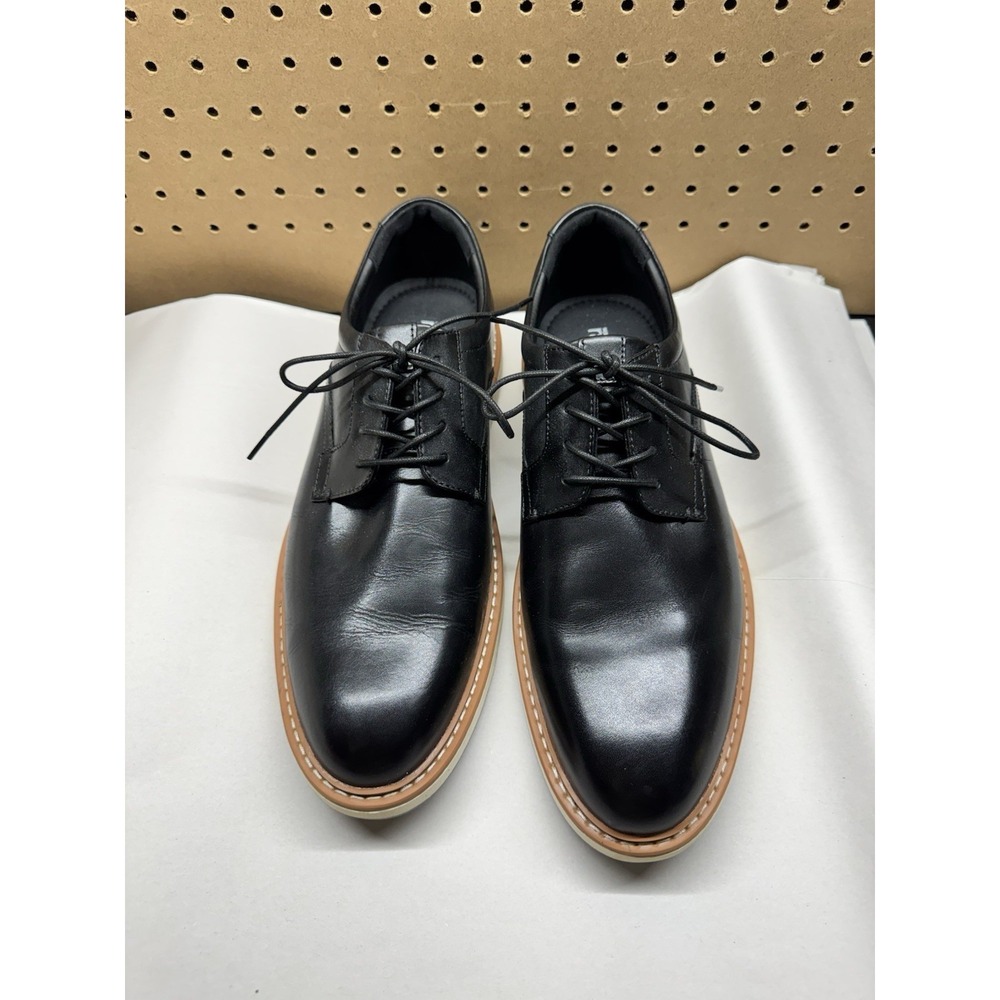 Mens Nordstrom Rack Eugene Black Leather Formal Comfort Shoes‎ Size 12 M GUC